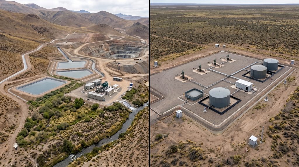 Gestión ambiental del agua en operaciones mineras e hidrocarburíferas de Argentina.